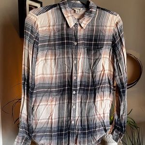 Lucky Brand Plaid Split-Back Button-Up